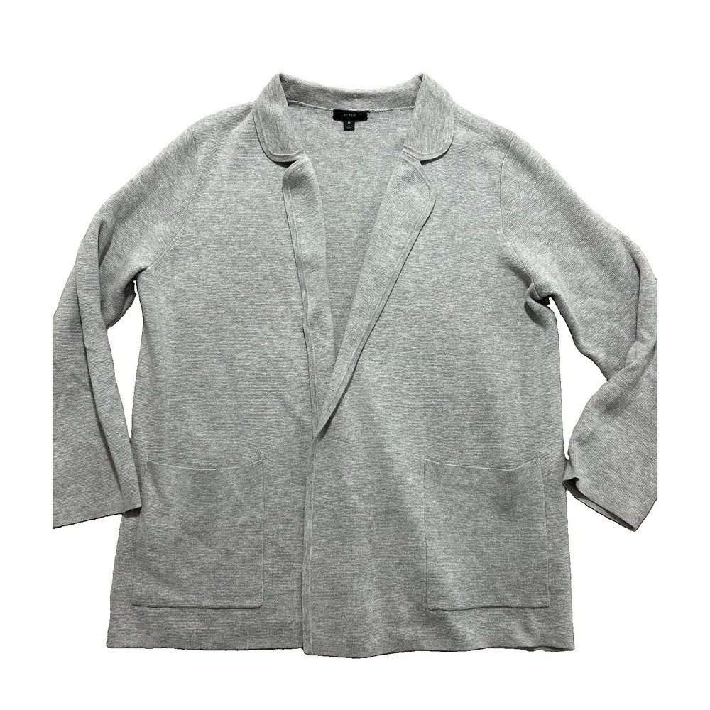 J.Crew Women's M Eloise in Heather Gray Open-Front Sweater Blazer Cardigan